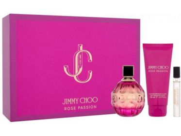 JIMMY CHOO ROSE PASSION 3 PCS SET FOR WOMEN: 3.3 EAU DE PARFUM SPRAY + 0.25 EAU DE PARFUM SPRAY + 3.3 BODY LOTION