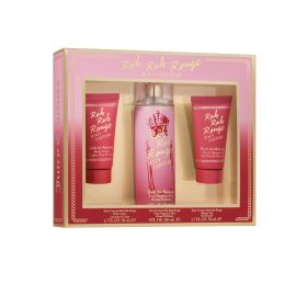 JUICY COUTURE RAH RAH ROUGE 3 PCS SET FOR WOMEN: 8 OZ FRAGRANCE MIST + 1.7 BODY LOTION + 1.7 SHOWER GEL