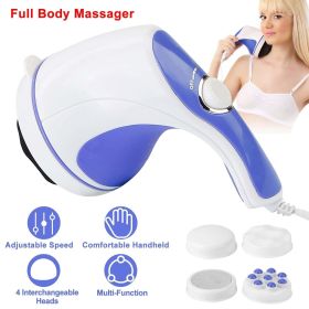 Electric Handheld Body Massager Full Body Vibrating Massager w/ 4 Interchangeable Massager Head- Hard Rock Health