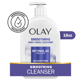 Olay Retinol 24 + Peptide Face Wash, Smoothing, Sulfate-Free, 16 fl oz